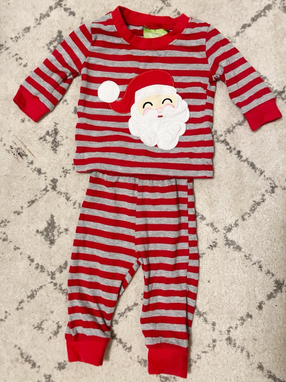 Classic Whimsy Red & Gray Santa Stripe Pajama Set
